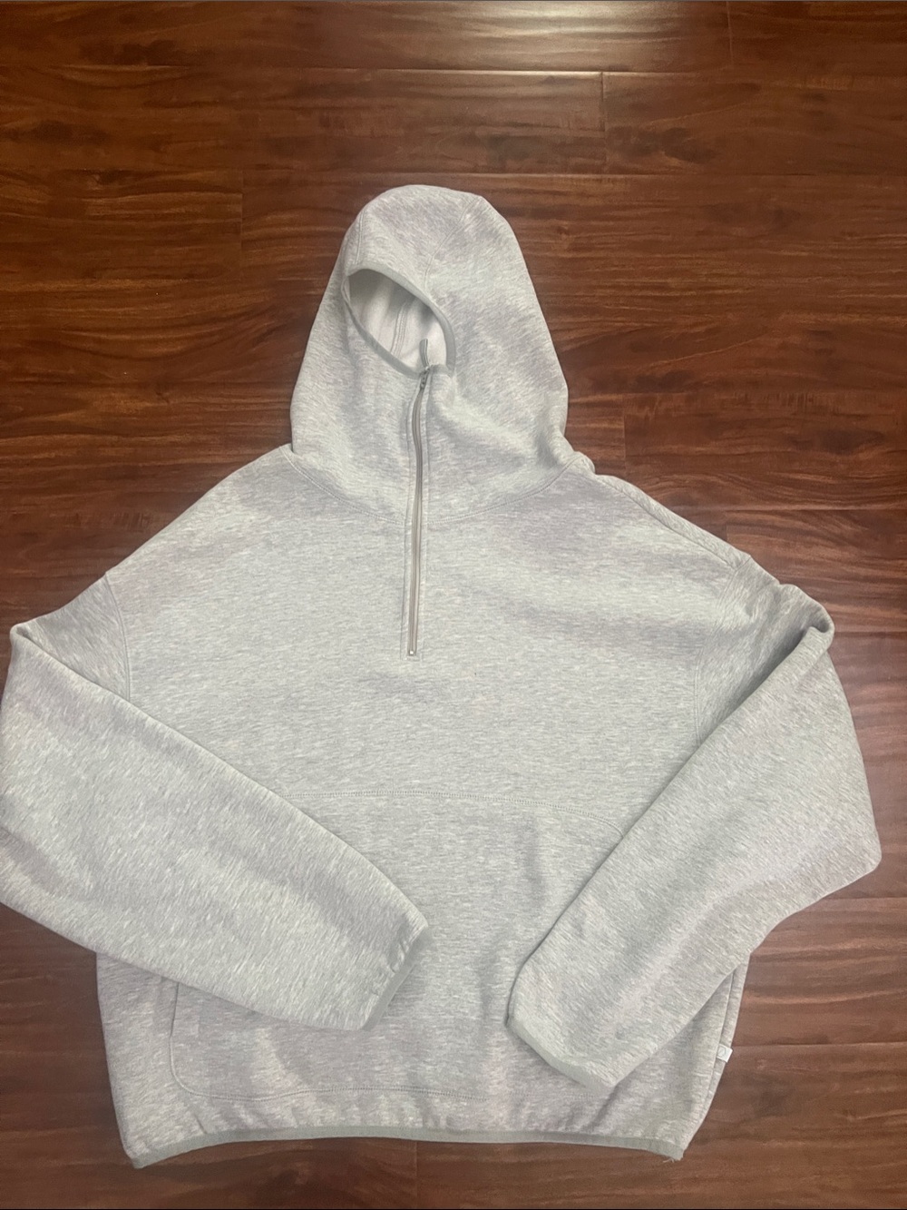 Men's Light Grey Quarter-Zip Hoodie Sweatshirt